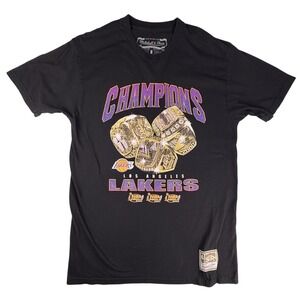 Mitchell & Ness Los Angeles Lakers 3-Peat Champions T-Shirt Mens Medium Black